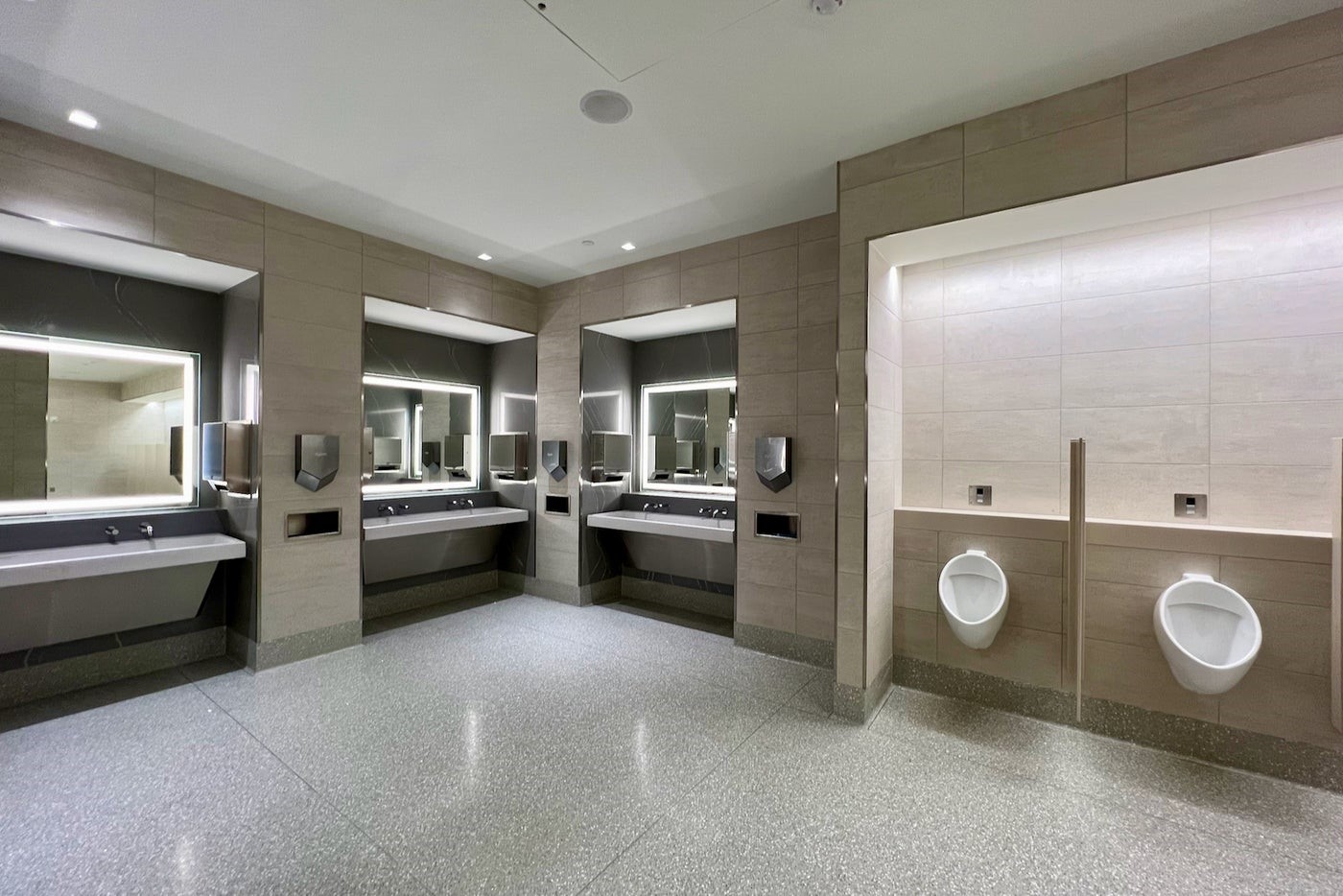 Commercial hand dryers installed at LGA New Delta Terminal C airport restroom